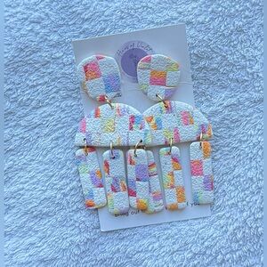 Handmade Colorful Tiered Drop Clay Earrings